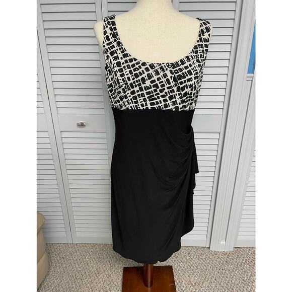 MSK sleeveless formal party dress black ivory shimmer top women's size 8 - Picture 1 of 5